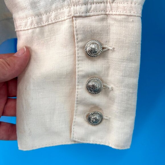 NWT INC INTERNATIONAL CONCEPTS MILITARY STYLE IVORY LINEN BLAZER JACKET - XL - Picture 6 of 9